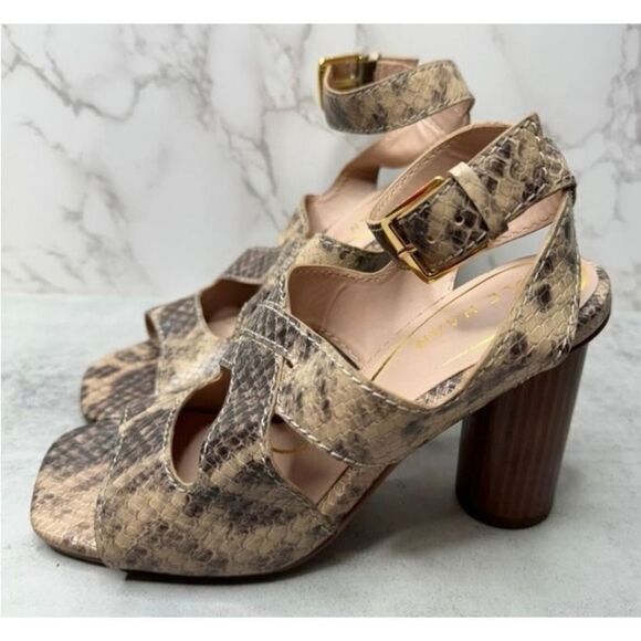 Cole Haan Womens Snakeskin Print Leather Ankle Strap Block Heel Sandals Size 11 - Picture 3 of 7